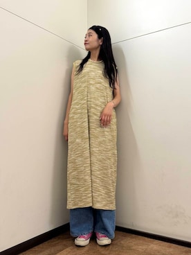 「アイテム（ワンピース/ドレス、イエロー系）」を使った、フナバシミズキさん（レディース・169cm）の夏コーディネート