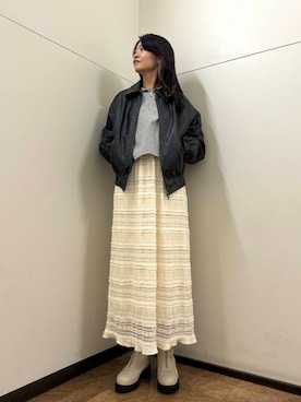 「秋服」｜「アイテム（その他アウター）」を使った、フナバシミズキさん（レディース・169cm）の秋コーディネート
