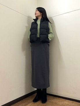 「アイテム（ダウンベスト）」を使った、フナバシミズキさん（レディース・169cm）の秋コーディネート