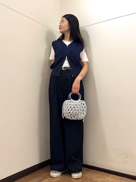 「アイテム（ベスト）」を使った、フナバシミズキさん（レディース・169cm）の夏コーディネート