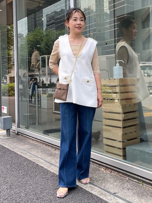 未使用　サマーツイード　ベスト　金ボタン　NOLLEY'S　70%OFF NOLLEY'S サマー ツイード ベスト SIZE 38 金ボタン ホワイト