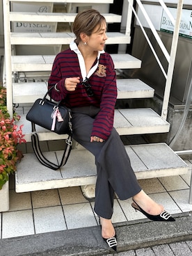 「ラガーシャツ」｜nol mayumiiさん（レディース・160cm）の秋コーディネート