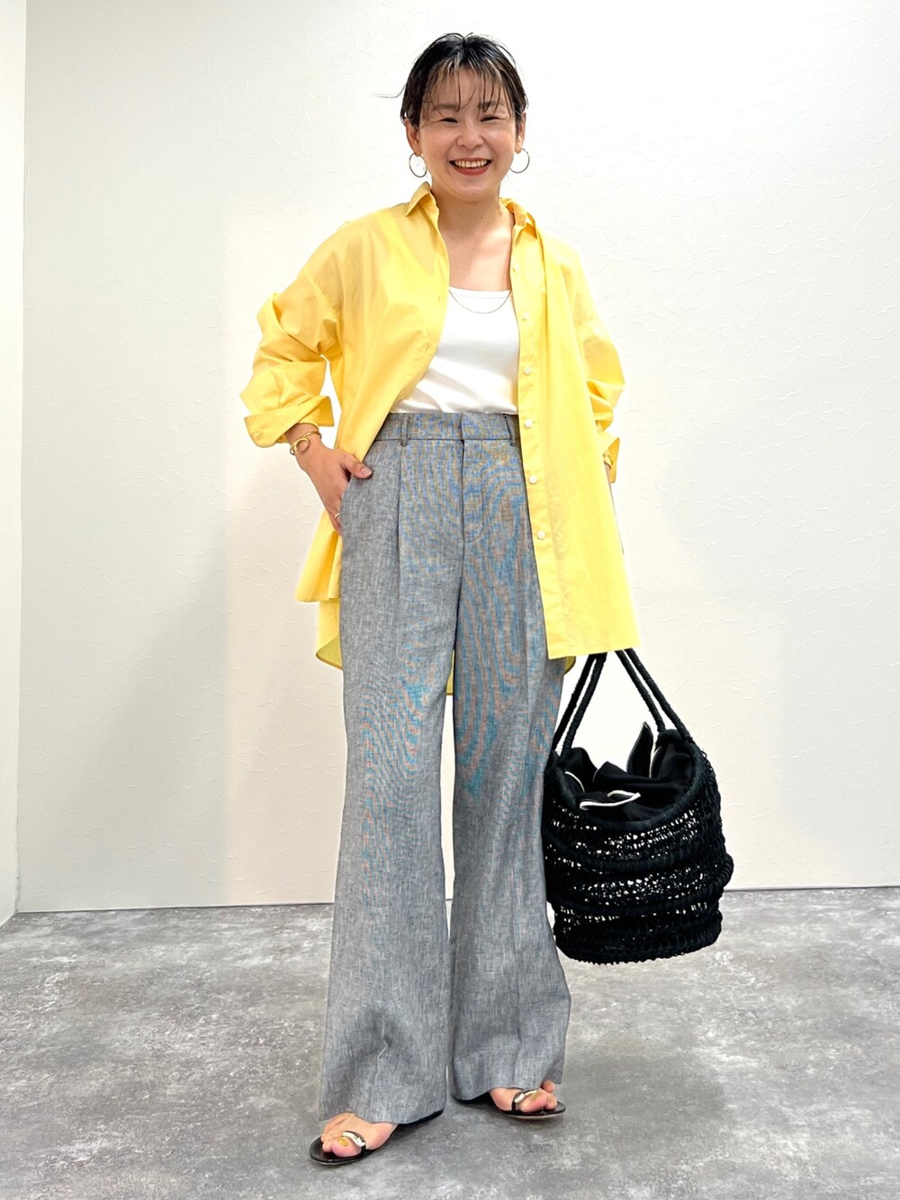 NOLLEY'S五明祐子さん着用 ◇POLY・LINEN マニッシュワイドパンツ NOLLEY'S（ノーリーズ）の「五明祐子さん着用 ◇【WEB限定】POLY