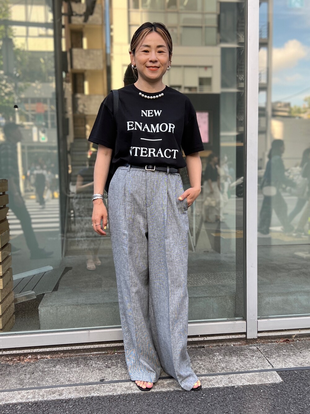 五明祐子さん着用 ◇【WEB限定】POLY・LINEN マニッシュワイドパンツを