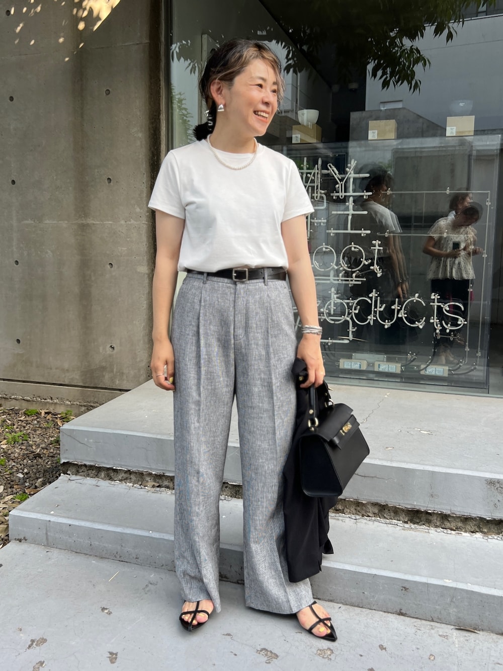 NOLLEY'S五明祐子さん着用 ◇POLY・LINEN マニッシュワイドパンツ NOLLEY'S（ノーリーズ）の「五明祐子さん着用 ◇【WEB限定】POLY