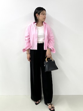 「ピンクシャツ」｜「アイテム（アクセサリー）」を使った、nol mayumiiさん（レディース・160cm）の春コーディネート