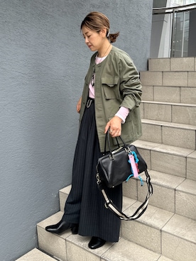 「Rie Miller（リエミラー）のアイテム（ミリタリージャケット）」を使った、nol mayumiiさん（レディース・160cm）の秋コーディネート