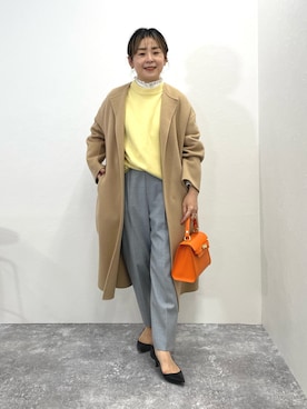 「イエローコーデ」｜「アイテム（その他アウター）」を使った、nol mayumiiさん（レディース・160cm）の冬コーディネート