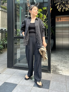 「大人カジュアルコーデ」｜「アイテム（チューブトップ）」を使った、nol mayumiiさん（レディース・160cm）の春コーディネート