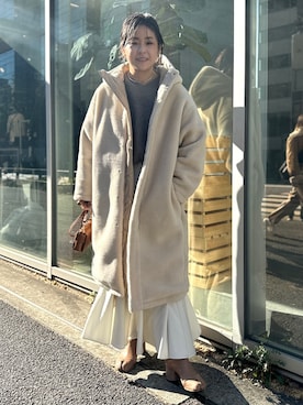 「大人カジュアルコーデ」｜「アイテム（ダウンジャケット/コート）」を使った、nol mayumiiさん（レディース・160cm）の冬コーディネート