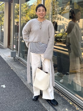 「ヘアリーニット」｜nol mayumiiさん（レディース・160cm）の冬コーディネート