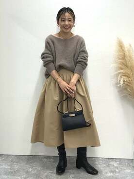 「ヘアリーニット」｜nol mayumiiさん（レディース・160cm）の冬コーディネート