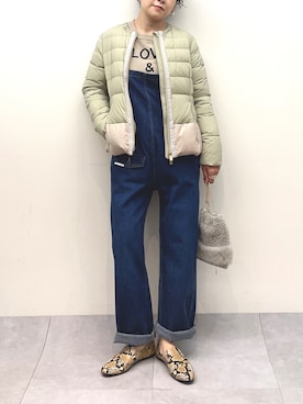 「NOLLEY’S（ノーリーズ）のアイテム（サロペット/オーバーオール）」を使った、nol mayumiiさん（レディース・160cm）の秋コーディネート