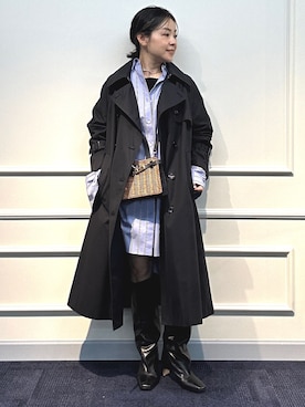 「NOLLEY’S（ノーリーズ）のアイテム（トレンチコート）」を使った、nol mayumiiさん（レディース・160cm）の冬コーディネート