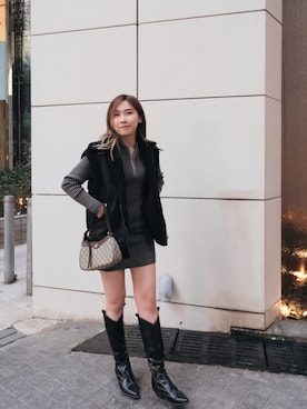 「アイテム（ドレス、グレー系）」を使った、alisonxさん（レディース・157cm）の冬コーディネート