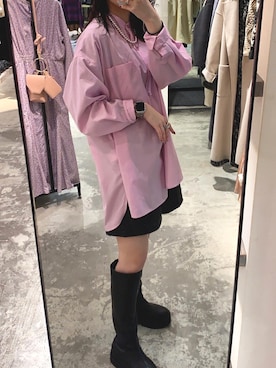 「アパレルスタッフ」｜「アイテム（ブーツ）」を使った、あちさん（レディース・152cm）の冬コーディネート
