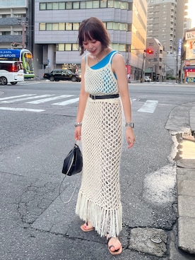 「アパレルスタッフ」｜「アイテム（サンダル）」を使った、あちさん（レディース・154cm）の夏コーディネート