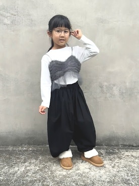 「アイテム（キャミソール）」を使った、KANOさん（キッズ・100cm）の秋コーディネート