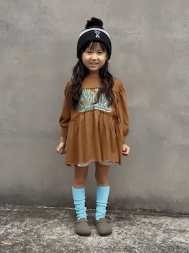 「アイテム（ニットキャップ/ビーニー）」を使った、KANOさん（キッズ・100cm）の秋コーディネート