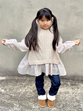 「BAYFLOW（ベイフロー）のアイテム」を使った、KANOさん（キッズ・100cm）の冬コーディネート