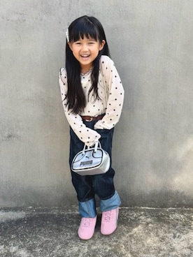 「アイテム（バッグ）」を使った、KANOさん（キッズ・100cm）の秋コーディネート