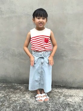「アイテム（スカート）」を使った、KANOさん（キッズ・100cm）の夏コーディネート