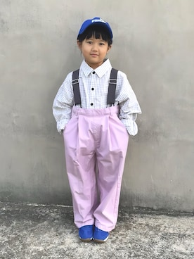「アイテム（帽子）」を使った、KANOさん（キッズ・100cm）の秋コーディネート