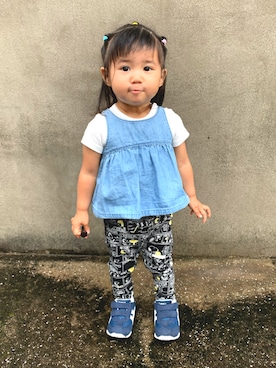 「GAP（ギャップ）のアイテム（ベスト）」を使った、KANOさん（キッズ・70cm）の秋コーディネート