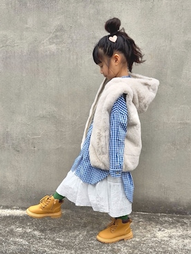 「アイテム（ワンピース/ドレス）」を使った、KANOさん（キッズ・100cm）の冬コーディネート