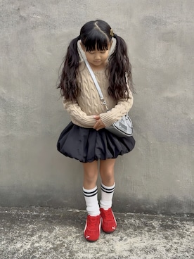 「アイテム（レッグウェア）」を使った、KANOさん（キッズ・100cm）の秋コーディネート