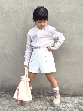 「POLO RALPH LAUREN CHILDRENSWEAR（ポロ ラルフ ローレン チルドレンズウェア）のアイテム（シャツ/ブラウス、ベージュ系）」を使った、KANOさん（キッズ・110cm）の春コーディネート