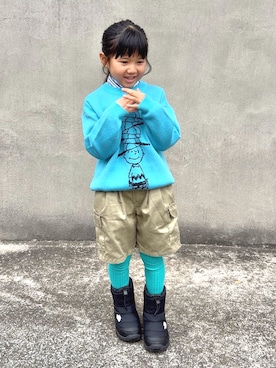 「アイテム（ニット/セーター）」を使った、KANOさん（キッズ・100cm）の冬コーディネート