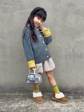 「アイテム（バッグ）」を使った、KANOさん（キッズ・100cm）の秋コーディネート