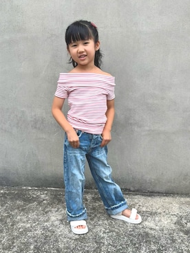 「アイテム（シューズ）」を使った、KANOさん（キッズ・100cm）の夏コーディネート