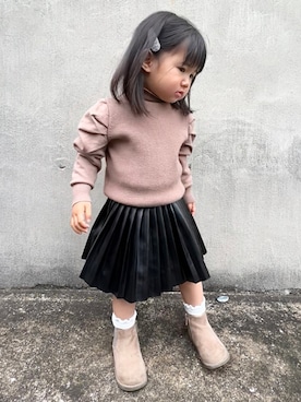 「H&M（エイチ・アンド・エム）のアイテム（ブーツ）」を使った、KANOさん（キッズ・80cm）の春コーディネート