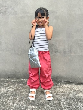 「アイテム（タンクトップ）」を使った、KANOさん（キッズ・100cm）の夏コーディネート