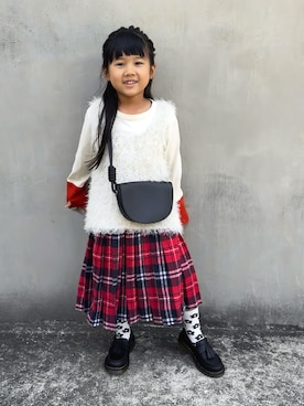 「アイテム（Tシャツ/カットソー）」を使った、KANOさん（キッズ・100cm）の秋コーディネート