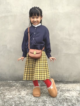 「アイテム（スカート）」を使った、KANOさん（キッズ・100cm）の秋コーディネート