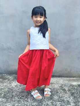「アイテム（タンクトップ）」を使った、KANOさん（キッズ・100cm）の夏コーディネート