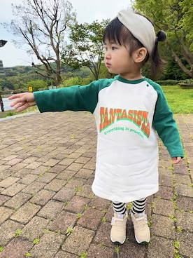 「BIG FIELD（ビッグフィールド）のアイテム（ワンピース/ドレス）」を使った、KANOさん（キッズ・80cm）の春コーディネート