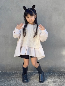 「アイテム（ニット/セーター）」を使った、KANOさん（キッズ・100cm）の冬コーディネート