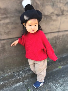 「2歳3ヶ月」｜KANOさん（キッズ・80cm）の冬コーディネート