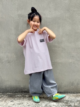 「LOWRYS FARM（ローリーズファーム）のバルーンパンツ　 637861（その他パンツ、グレー系）」を使った、KANOさん（キッズ・110cm）の夏コーディネート