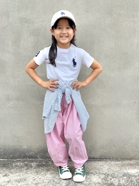 「CIAOPANIC TYPY（チャオパニックティピー）のアイテム（トップス）」を使った、KANOさん（キッズ・110cm）の夏コーディネート