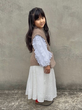 「アイテム（スカート）」を使った、KANOさん（キッズ・100cm）の秋コーディネート