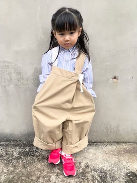 「CIAOPANIC TYPY（チャオパニックティピー）のアイテム（オールインワン・サロペット）」を使った、KANOさん（キッズ・80cm）の秋コーディネート