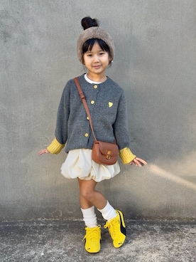 「アイテム（バッグ）」を使った、KANOさん（キッズ・100cm）の冬コーディネート