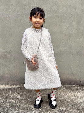 「アイテム（ローファー）」を使った、KANOさん（キッズ・100cm）の冬コーディネート