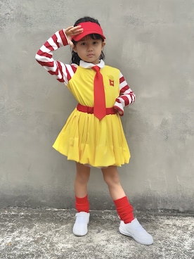 「アイテム（レッグウェア）」を使った、KANOさん（キッズ・100cm）の秋コーディネート