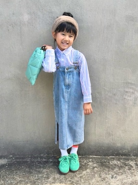 「アイテム（バッグ）」を使った、KANOさん（キッズ・100cm）の秋コーディネート